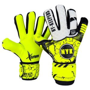 Guante NYK Warrior V2.0 Semiprofesional Anti fractura Látex Grippy Negro/Amarillo/Blanco